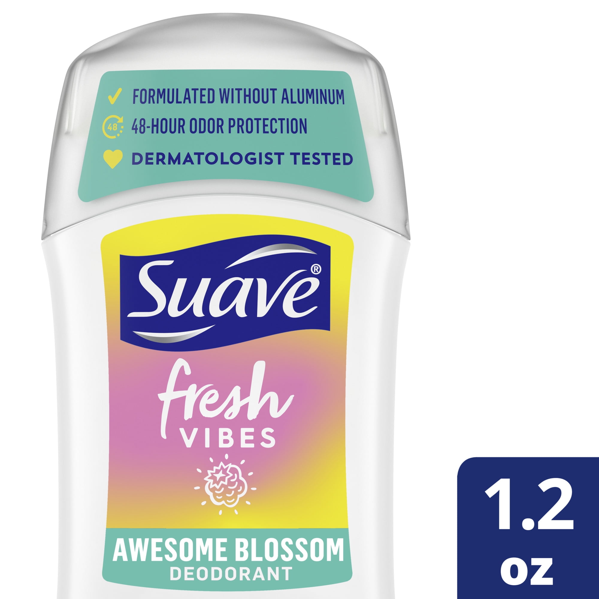 Suave Fresh Vibes Deodorant Stick Awesome Blossom, 1.2 OZ