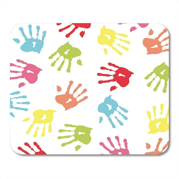 POGLIP Green Kid Colorful Handprint Pink Hand Boy Baby Pattern Little Mousepad Mouse Pad Mouse Mat 9x10 inch