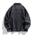 thumbnail image 3 of Maoxin Casual Jackets for Men Vintage Motorcycle Warm Solid Color Button Pocket Long Sleeved Denim Jacket Spring/Autumn Clothing Black XL, 3 of 3