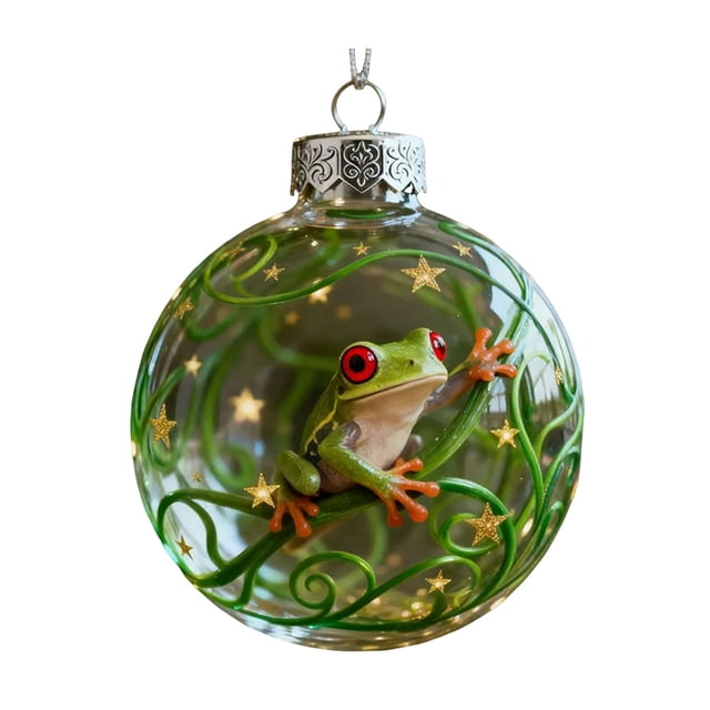 Adorno navideño de rana, colgante acrílico plano en 2D, decoración para árboles con motivos de la fauna silvestre, decoración festiva para habitaciones, regalos significativos para niños