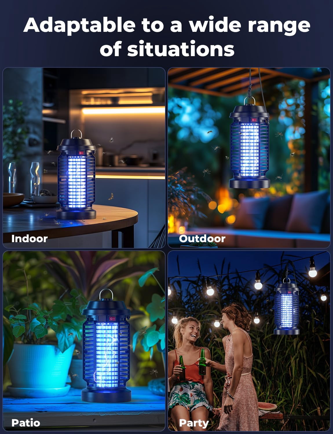 Zapper Outdoor Indoor Waterproof Electric Mosquito Lamp Fly Killer Effective 4200v Plug In For Home Patio Office Courtyard