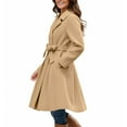 thumbnail image 3 of Zedker Winter Wool Coats for Women Faux Fur Lapel Double-Breasted Trench Warm Jacket,Plus Size KhakiXXL, 3 of 5