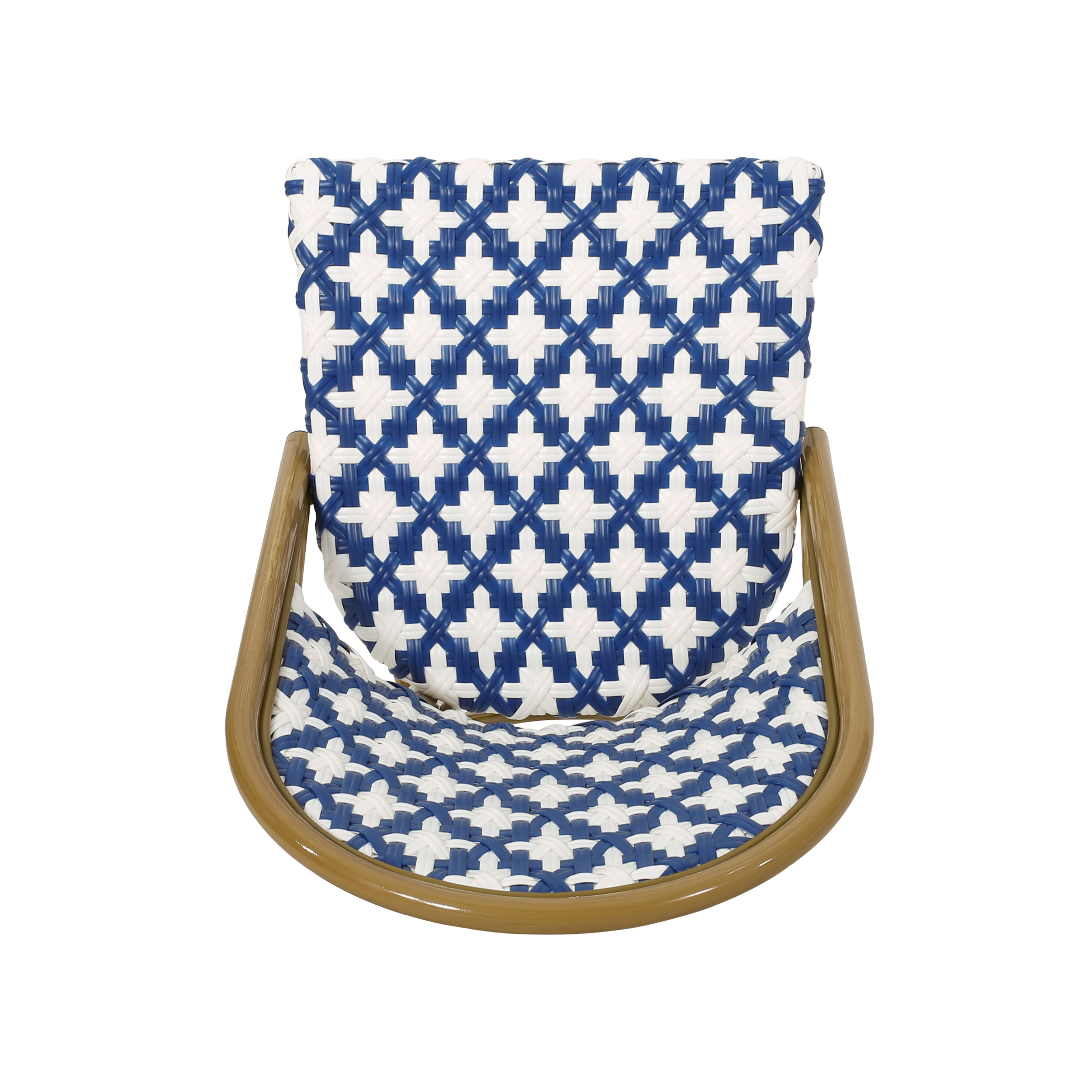 Brandon Outdoor French Bistro Chair, Set of 2, Blue, White, Bamboo Finish - image 3 of 8