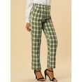 thumbnail image 4 of INSPIRE CHIC Pantalones a cuadros casuales para mujer, bolsillos, pierna recta, trabajo, oficina, pantalones Verde XS, 4 of 6
