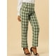 thumbnail image 4 of Allegra K Pantalones a cuadros casuales para mujer, bolsillos, pierna recta, trabajo, oficina, pantalones Verde S, 4 of 6