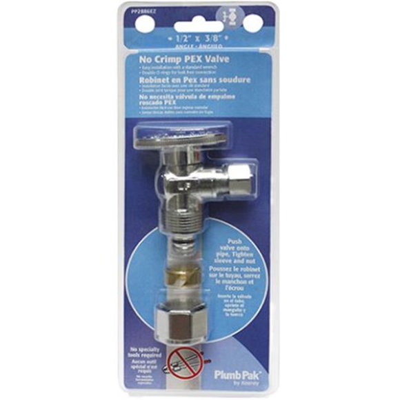 Plumb Pak PP2886EZ 0.63 x 0.38 in. No Crimp Pex Angle Valve, Chrome