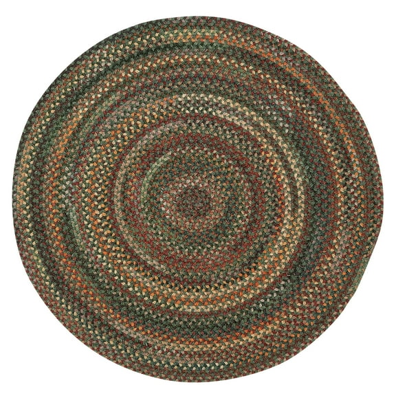 "Capel Rugs American Heritage 5' Round Braided Area Rug - Versatile Indoor Green Multi Rug for Living Room"