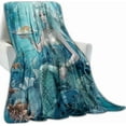 thumbnail image 2 of Underwater Mermaid Queen Blanket Gifts for Girls Kids Women, Blue Ocean Bubble Lobster Creature Throw Blankets for Sofa Office Couch Room Decor, Cozy Lightweight Warm Soft Throws, 80x60 in, 2 of 10