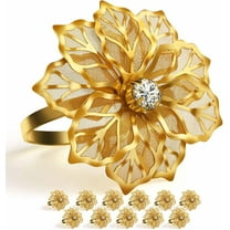 LQQBOX 12 Pack Flower Napkin Rings Holders Clear Rhinestone Decor Dinner Party Wedding Christmas Gathering