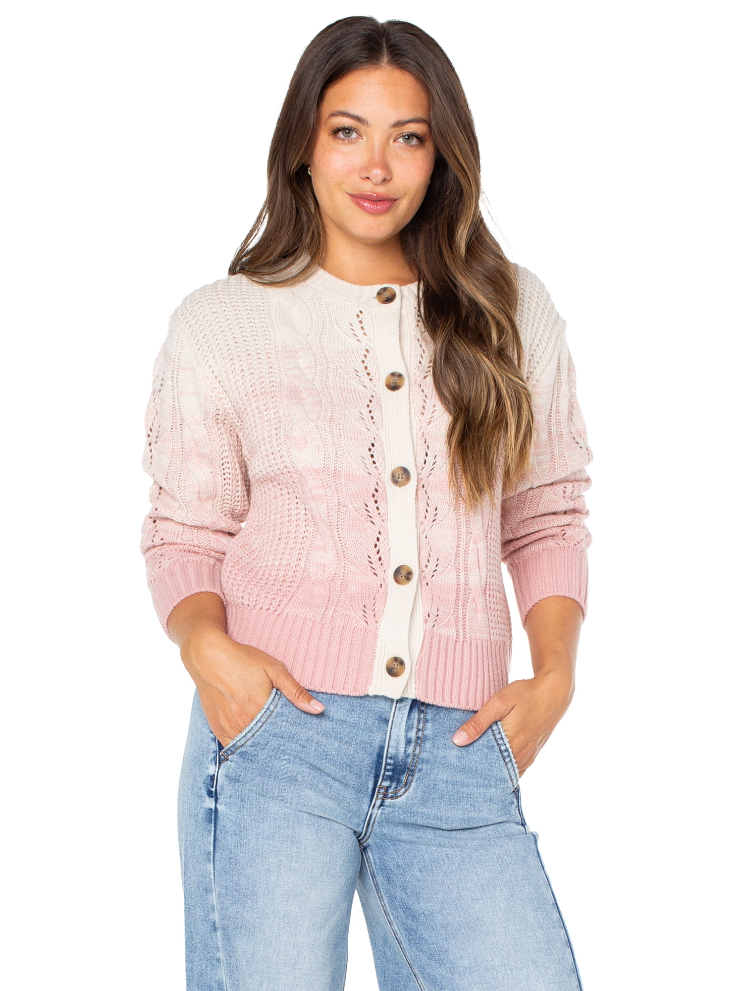 Celebrity Pink Women’s and Women’s Plus Ombre Cardigan Sweater, Sizes XS-4X