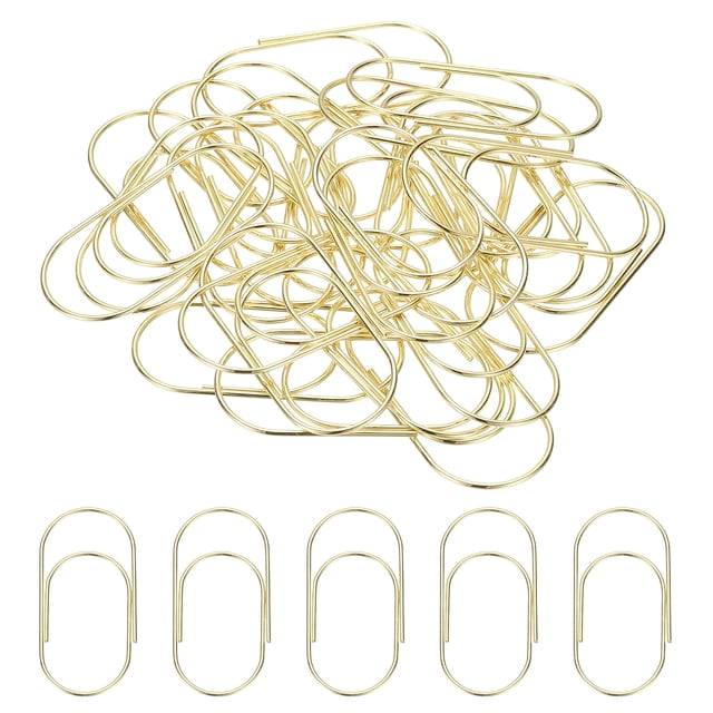 Uxcell 2'' x 1'' Gran Clip de Papel, 20 Pcs Clips de Papel de Metal de Formas Variadas para Organización de Documentos de Oficina, Tono Dorado