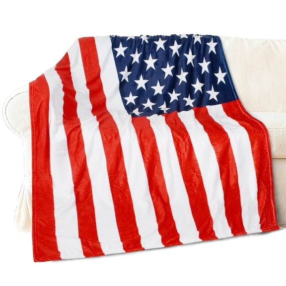 Catalonia Patriotic US Flag Blanket, American National Flag Throws, Sherpa Fleece Reversible Blanket for Couch Bed Decor, 4th of July Citizenship Veteran Presidents' Day Gift