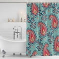 thumbnail image 3 of Red Teal Boho Botanical Shower Curtain, Waterproof Shower Curtains for Bathroom, Southwestern Retro Ethnic Tribal Washable Fabric Bathtub Curtain Set Bath Decor with 12 Hooks Extra Long 72"x96", 3 of 8