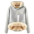 thumbnail image 2 of Fleece Lined Hoodies for Women 2025 Winter Long Sleeve Thick Graphic Hooded Sweatshirt Pullover Tops, 2 of 3
