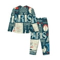 thumbnail image 2 of Kll France And Paris Print Women'S Long Sleeve Pajamas With Pants Sleepwear Loungewear 2 Set-Large, 2 of 9