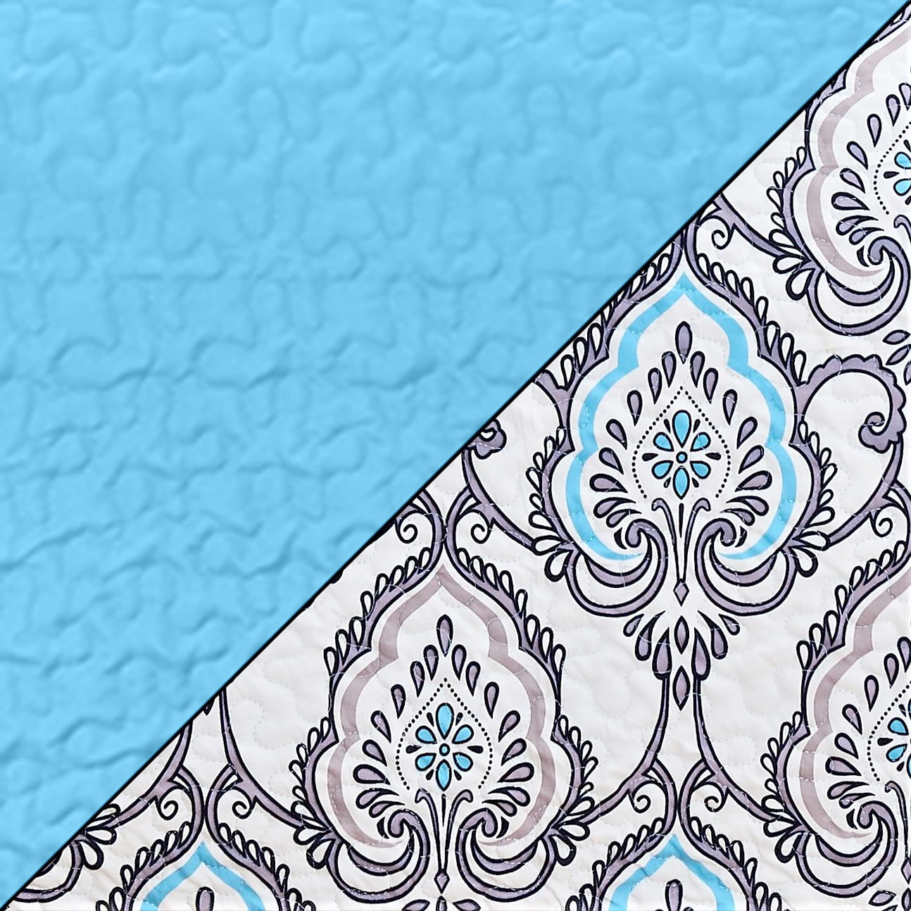 Hannah Linen Twin Size Quilts Set - Microfiber 3 Piece Down Alternative Design (Twin, Jade Blue)