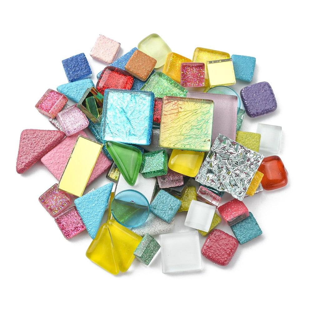 500gs Glass & Porcelain Mosaic Tiles Mixed Shape Mosaic Tiles for DIY Mosaic Art Crafts Picture Frames and More Mixed color 10~64x10~44x4~5.5mm
