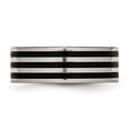 thumbnail image 3 of Titanium Polished Black IP-plated Striped 8mm Band, 3 of 7