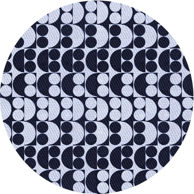 Ahgly Company Tapis Rond Lavable en Machine Intérieur Transitionnel Bleu Nuit, 3 Pieds Rond