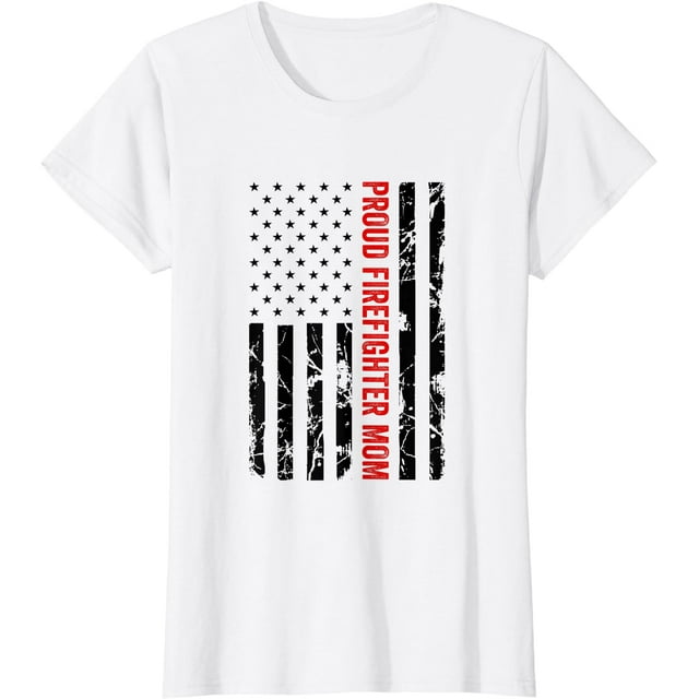 T-Shirt Femme Fier Pompier Maman Service de Pompiers Camion de Pompiers - comme sur l'Image - S
