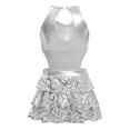 thumbnail image 4 of Miutii Kids Girls Shiny Sequins Salsa Samba Rumba Dance Costumes Sleeveless Cutout Metallic Latin Jazz Dancewear Silver 16, 4 of 5