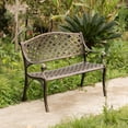 thumbnail image 6 of Outdoor Weather Resistant Seating Bench, Bronze Front Porch Park Bench Lawn Decor, Cast Aluminum Park Bench for Yard, Patio, Garden and Deck, 6 of 9
