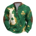 thumbnail image 2 of Yaoyar Mens St Patrick's Long Sleeve T-Shirt Crewneck Half Zipper Long Sleeved Shirts Top, 2 of 5