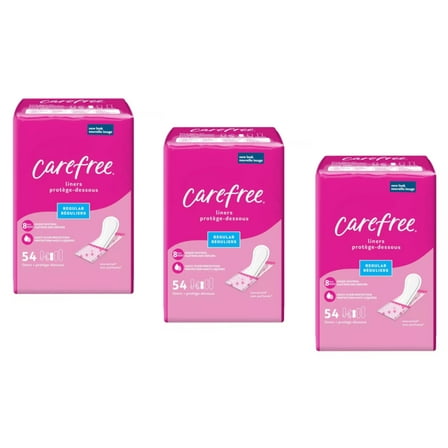 CAREFREE Acti-Fresh Body Shape Regular To Go Pantiliners, Unscented 54 ea (Pack of 3)