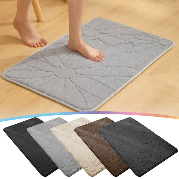 Tapete de baño bordado acolchado - Alfombra de algodón absorbente de 40x60 pulgadas con respaldo antideslizante para baño, dormitorio y entrada