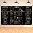 thumbnail image 1 of Decoración para fiesta de cumpleaños número 61 en negro y dorado, pancarta de 1963, póster para fiesta de cumpleaños de 61 años, fondo de fotografía vintage de 1963 de 6 x 3,6 pies para hombres y, 1 of 8