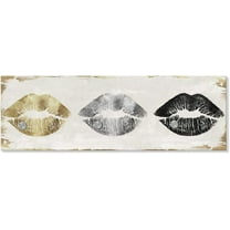 Lips Wall Decor Gold and Silver Lip Canvas Wall Art Retro Lip Poster Sexy Pictures for Bedroom Makeup Room Bathroom Home Wall Decoration