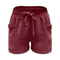 thumbnail image 5 of Woman Shorts Fashion Casual Pocket Solid Elastic Waist Drawstring Short Pants Skateboard Shorts for Women, 5 of 8