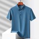 thumbnail image 4 of Blusa y camisa de manga corta con cuello vuelto para hombre, color liso, informal, holgada, a la moda, de seda helada, sin costuras, transpirable, elástica, con botones, de cedro, blusa de manga corta, 4 of 6