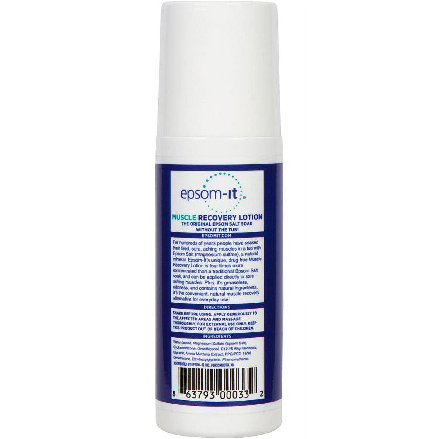 Soothing Muscle Lotion Rollerball 2 pack Epsom salt lotion fortified with Arnica. Two 3 Fl Oz Rollerball Soothes Muscle Discomfort.