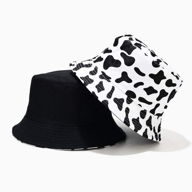 Cow Print Bucket Hat Funny Animal Pattern Fisherman Cap Reversible