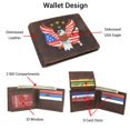 thumbnail image 4 of Mens RFID Blocking Leather Bifold Wallet  Patriotic American Eagle with USA Flag Design  Vintage Genuine Leather Brown with Gold Stars, 4 of 9