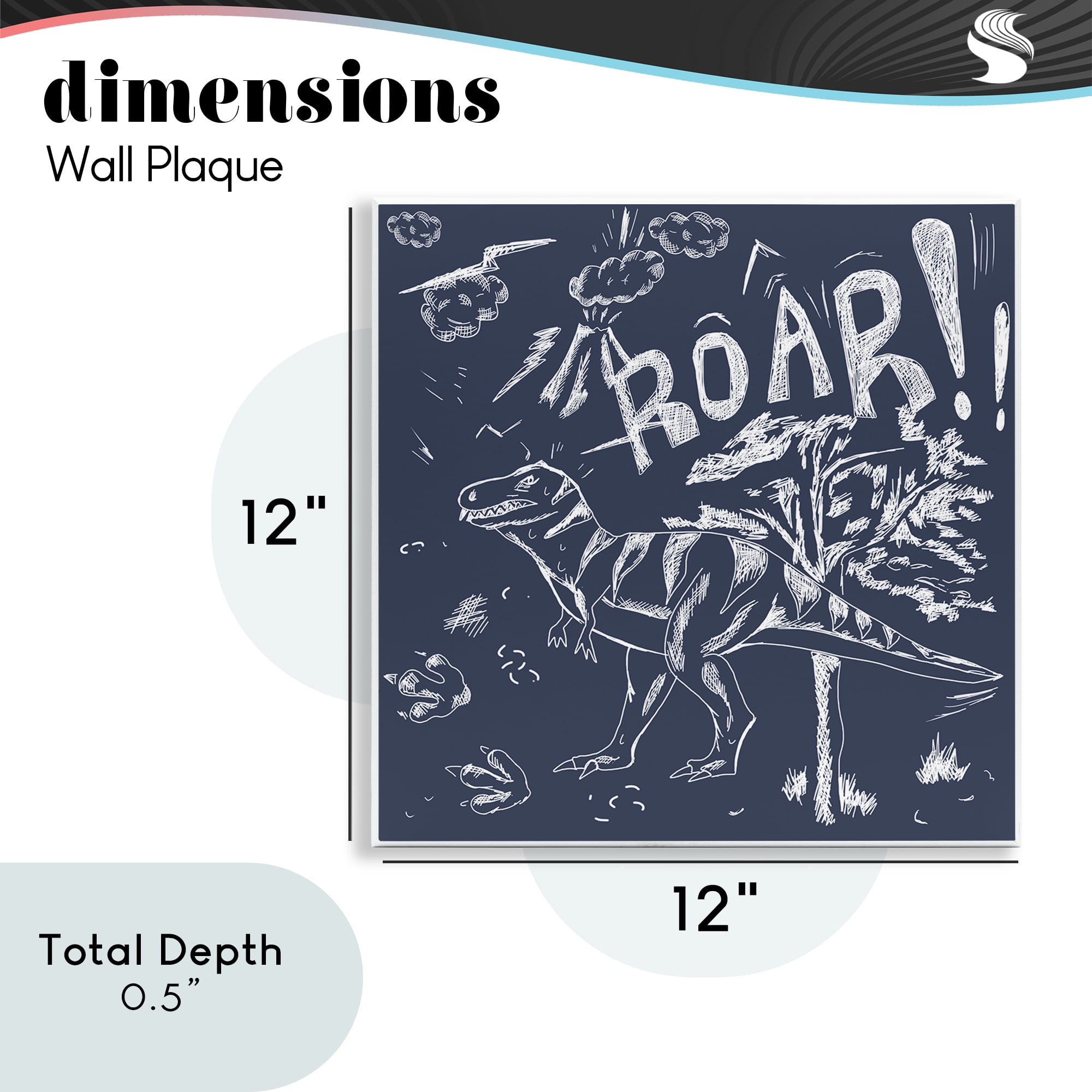 Sketchy Roar Dinosaur Wall Plaque Art, design by HUE and MI and Sangita