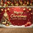 thumbnail image 3 of Red Theme Christmas Banner Gold Accent Holiday Backdrop Christmas Tree Reindeer Design Xmas Background for Christmas Party New Year Celebration Holiday Gathering, 3 of 9