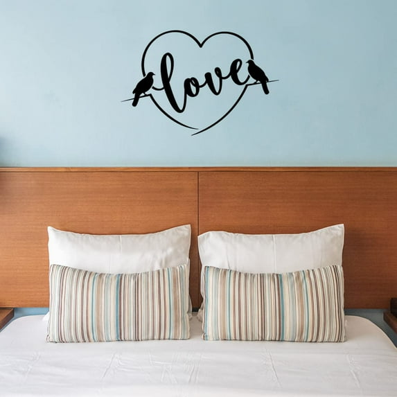 VWAQ Love Birds Vinyl Wall Decal Marriage Quote Heart of The Home Family Wall Decor Sticker