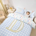 thumbnail image 3 of jejeloiu Blue Classic Checkered Print Twin Bedding For Kids,Gold Initial D Print Duvet Cover Set For Girl,Colorful Stars Reversible,2 Pieces(No Comforter), 3 of 6