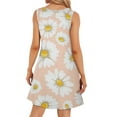 thumbnail image 3 of Women's Sleeveless Dress Slimming Round Neck Flowy Mini Dress Summer Sunflower Printing Sundress Going out Dress, 3 of 6