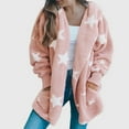 thumbnail image 4 of jsaierl Women's Fashion Casual Hooded Pocket Five-pointed Star Cardigan Plush Stitching Jacket Coat, 4 of 8