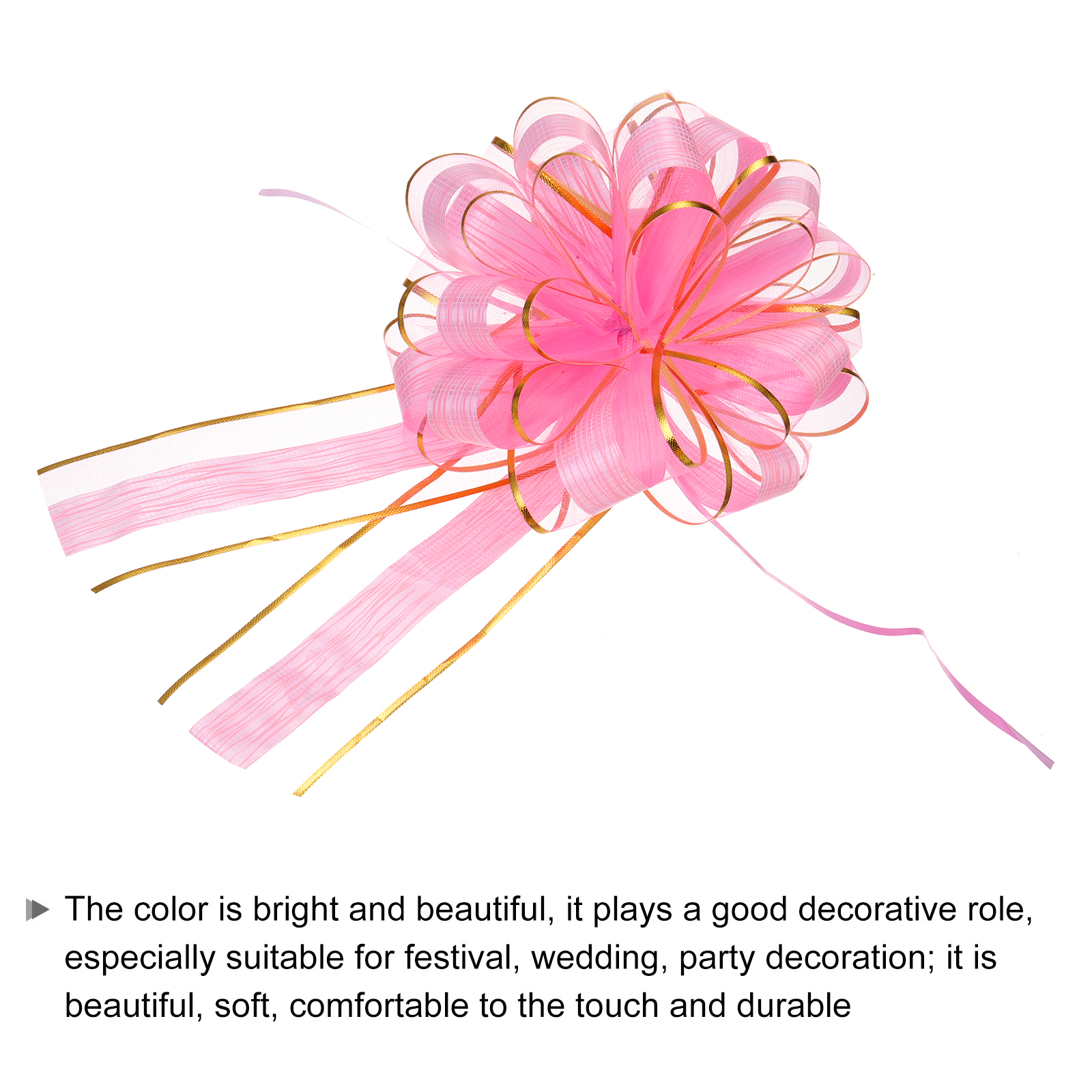 20pcs 8 Inch Large Pull Bow Gift Wrapping Bows Ribbon Organza Pink for Wedding Presents Christmas Party