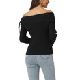 thumbnail image 3 of Unique Bargains Pull-Over Décontracté à Manches Longues Côtelé pour Femmes Noir m, 3 of 5
