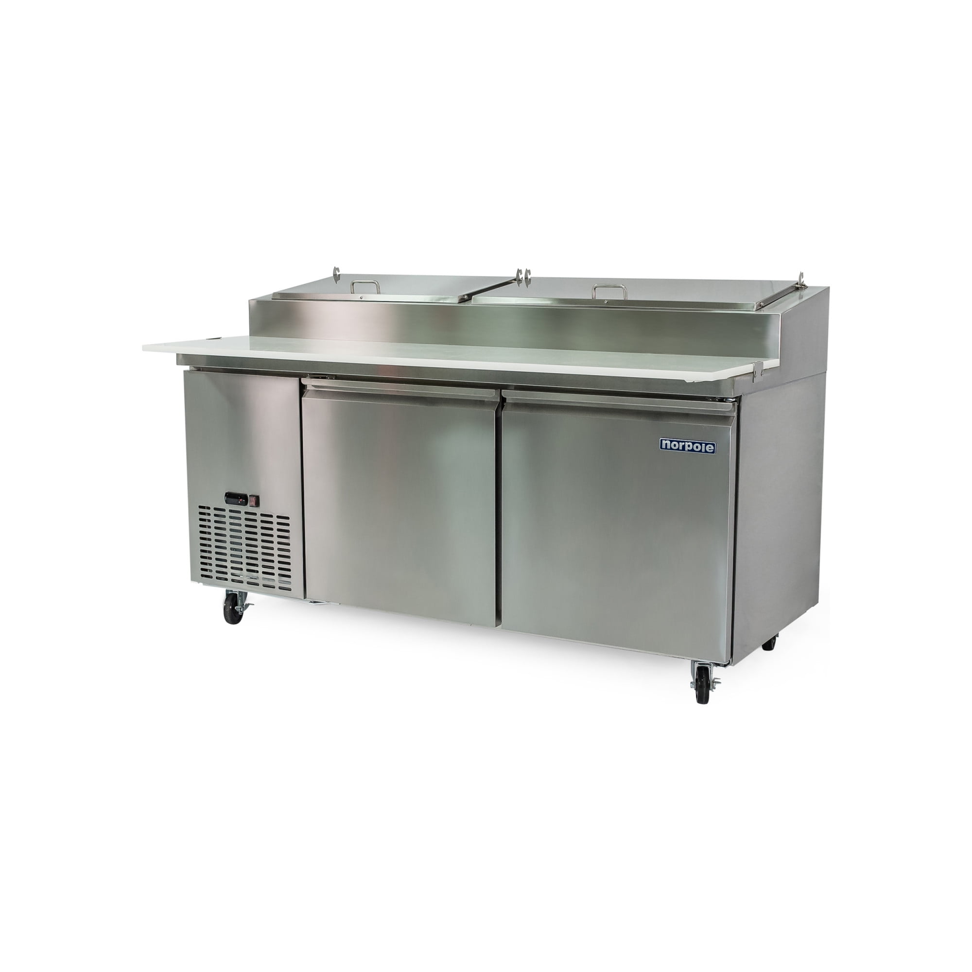 Norpole 16 cu. ft. 2-Door Pizza Prep Table Commercial Refrigerator in Stainless Steel in Stainless Steel
