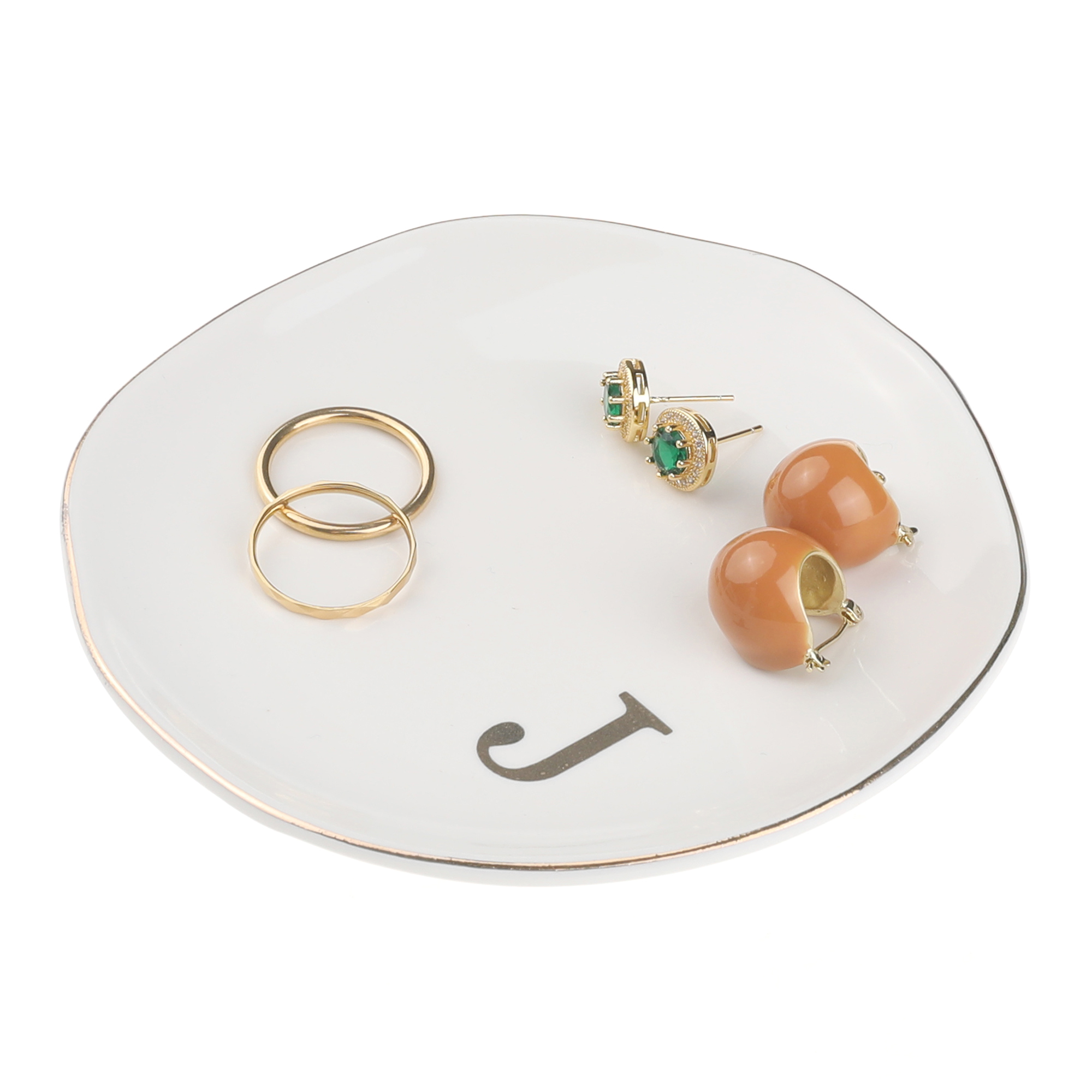 Unique Bargains Ceramic Jewelry Tray Decorative Trinket Dish Gifts Jewelry Boxes White-J