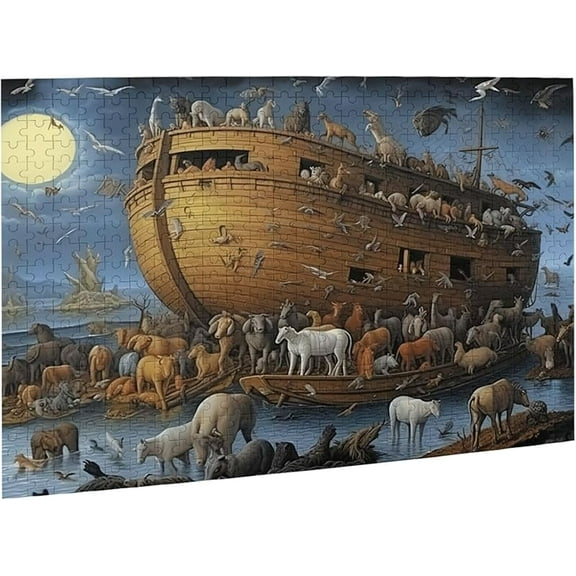 Puzzles for adults 500 pieces jigsaw puzzles Noah's Ark Boats and Animals Formation wooden DIY Families Toys Entertainment Gift for Home Decoration