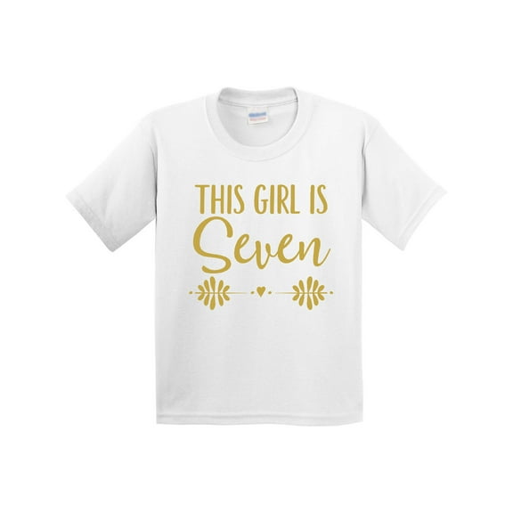Inktastic 7th Birthday Gold Lettering 7 Year Old Girl Youth T-Shirt