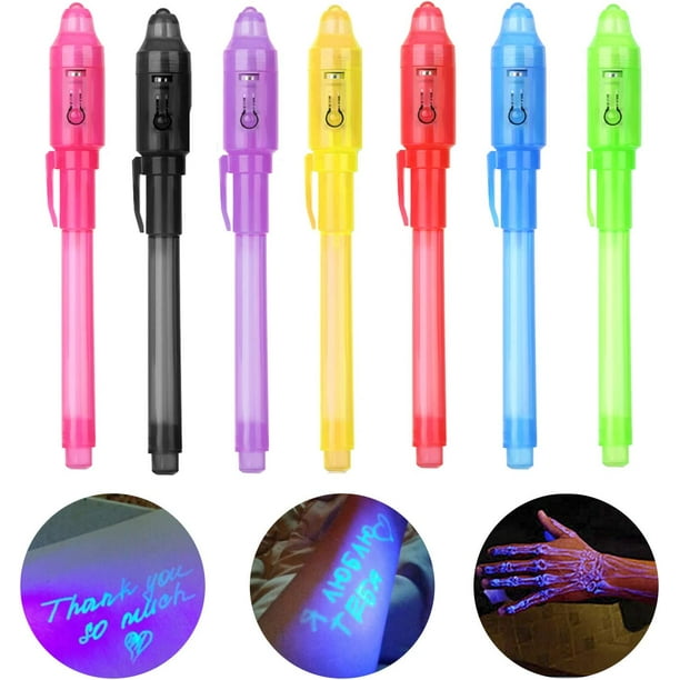 7 Pcs UV Light Pen Set Stylo à Encre Invisible Enfants Espion Jouet Stylo  avec UV Light Cadeaux Intégrés et Spécification de Marquage de Sécurité