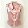 thumbnail image 5 of FchengtaiS Button Down Sleeveless Shirts Women Peter Pan Collar Satin Blouses Summer Business Casual Loose Tank Tops, 5 of 7
